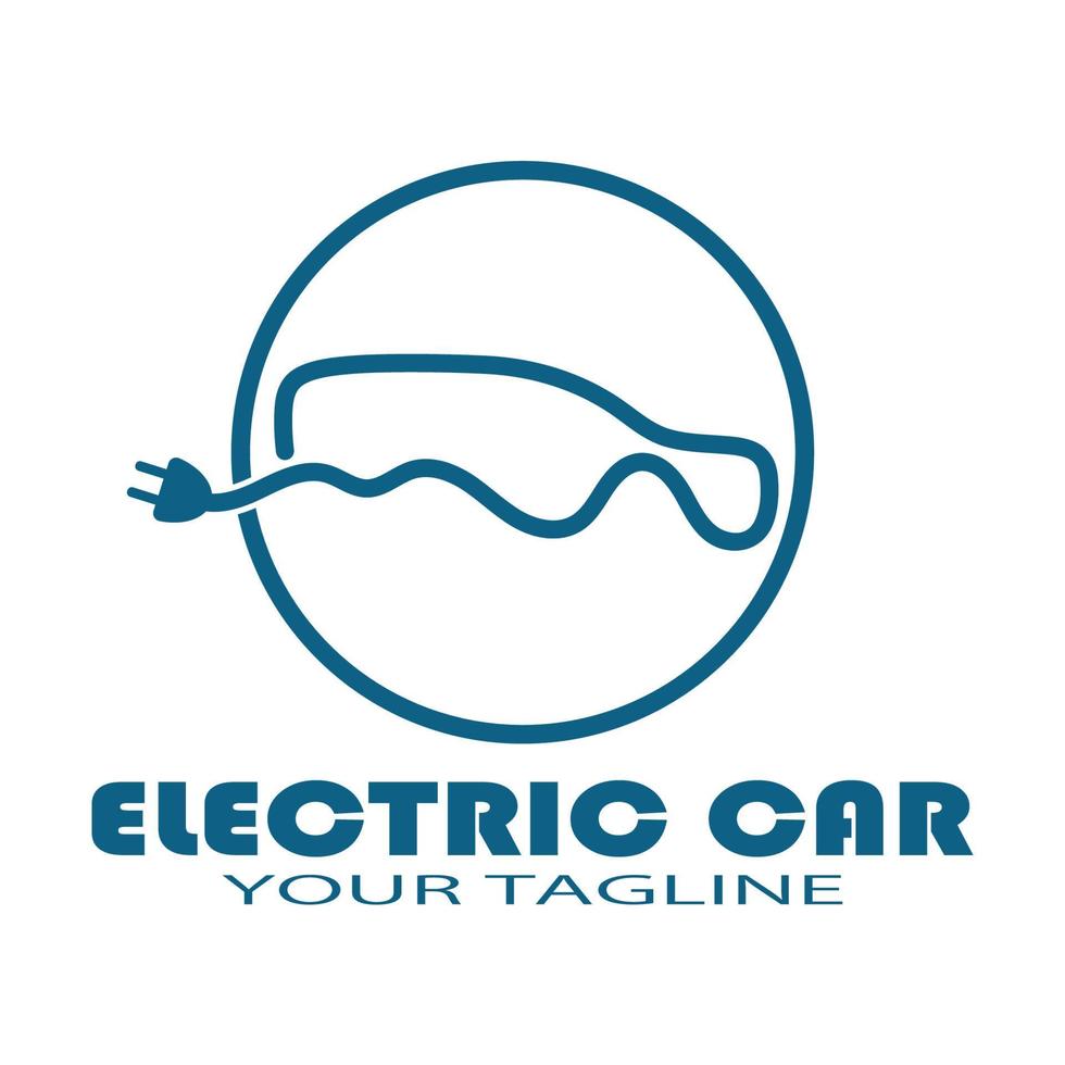 carro eco e vetor de logotipo de ícone de tecnologia de carro verde elétrico.