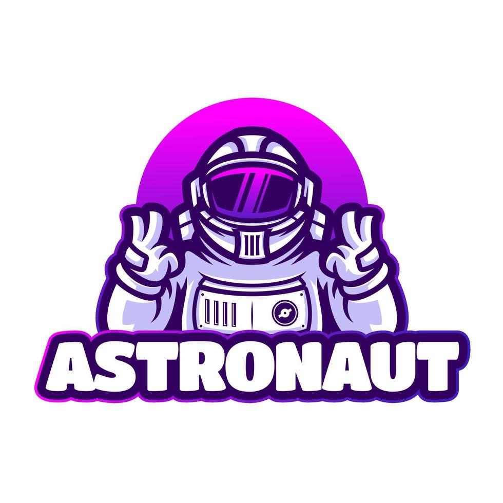 ilustrações de desenhos animados de mascote de logotipo de astronauta vetor