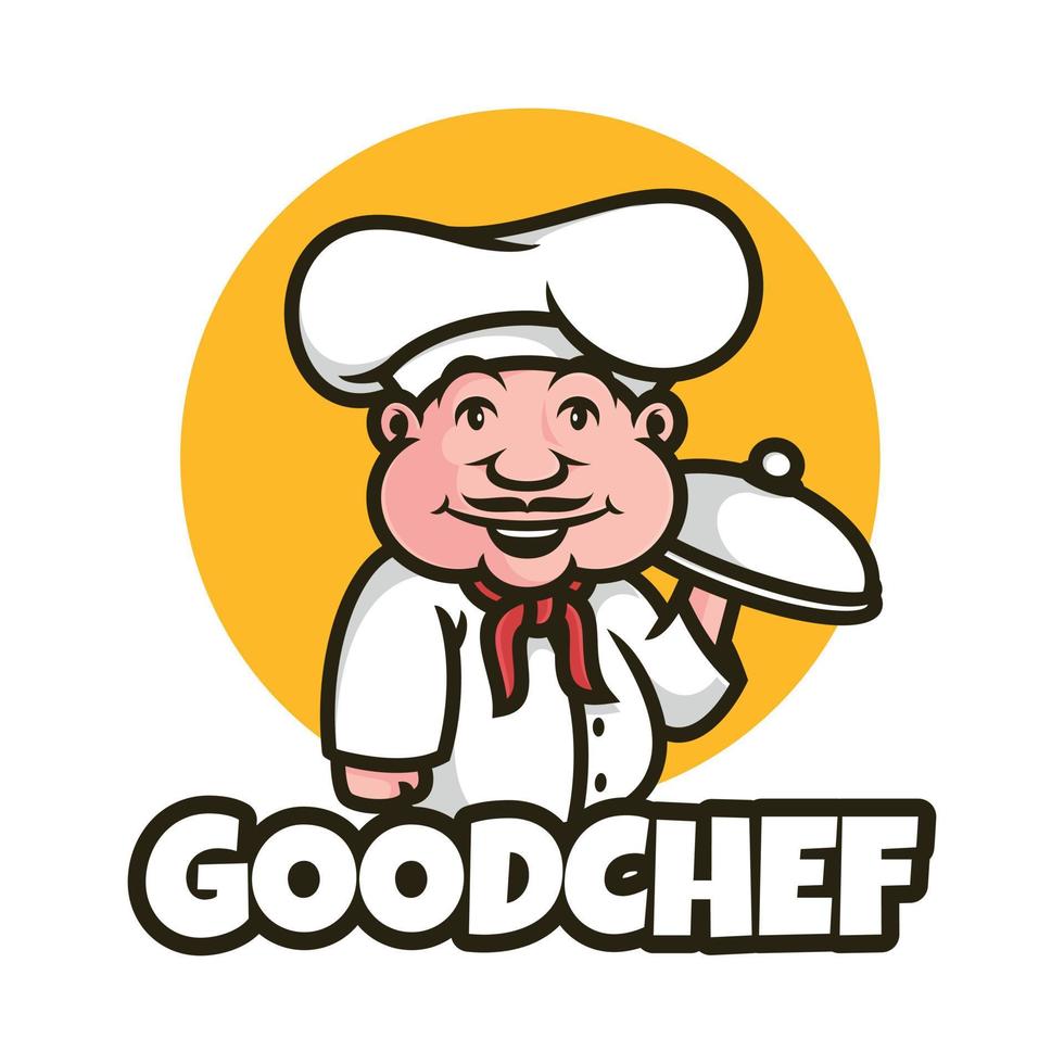 ilustrações de desenhos animados de mascote de chef de logotipo vetor