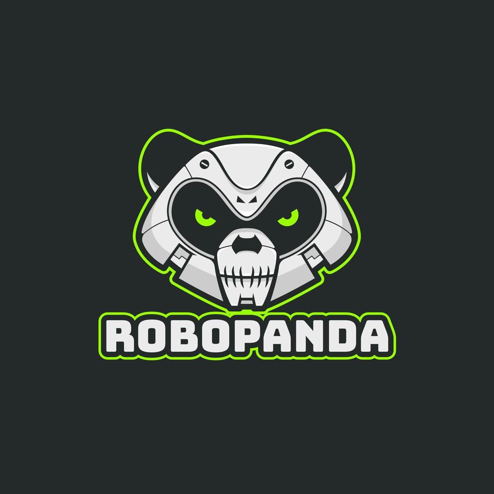 mascote do logotipo da cabeça do robô panda vetor