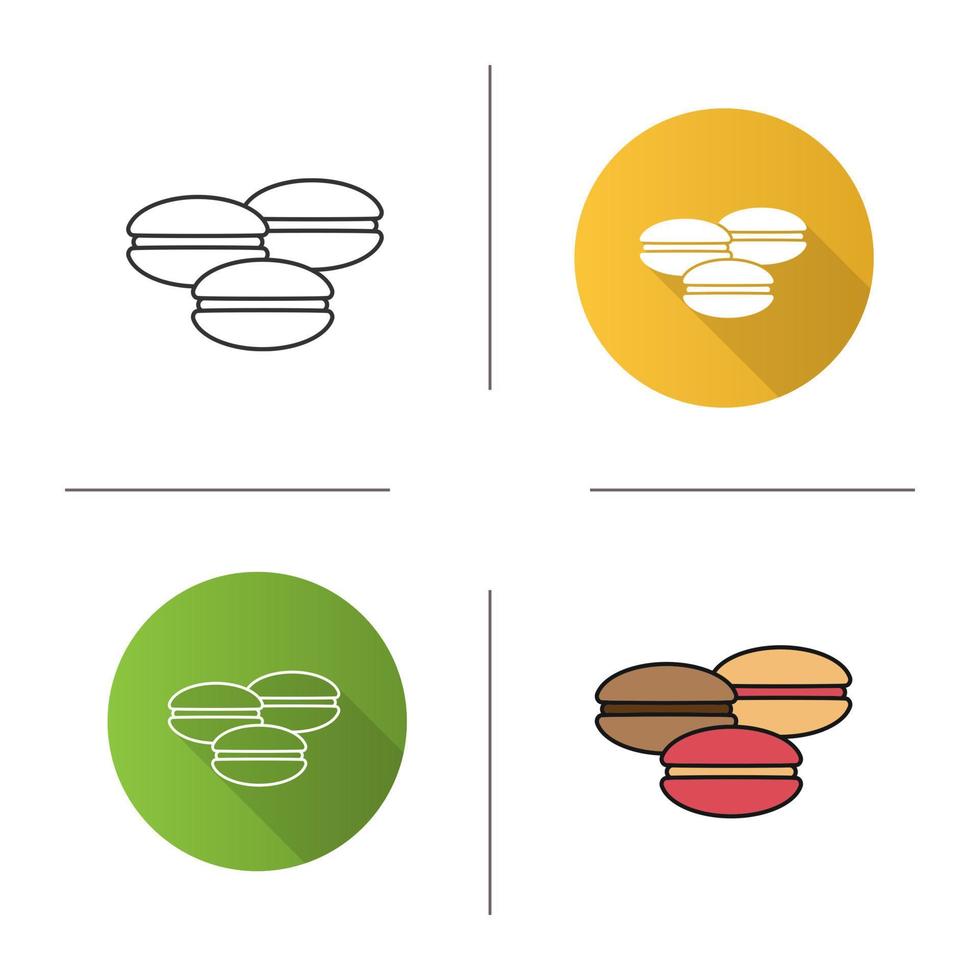 ícone de macarons. design plano, estilos lineares e de cores. ilustrações vetoriais isoladas vetor