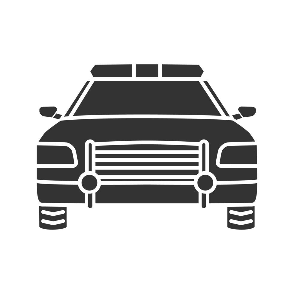 ícone de glifo de carro de polícia. símbolo da silhueta. espaço negativo. ilustração isolada do vetor