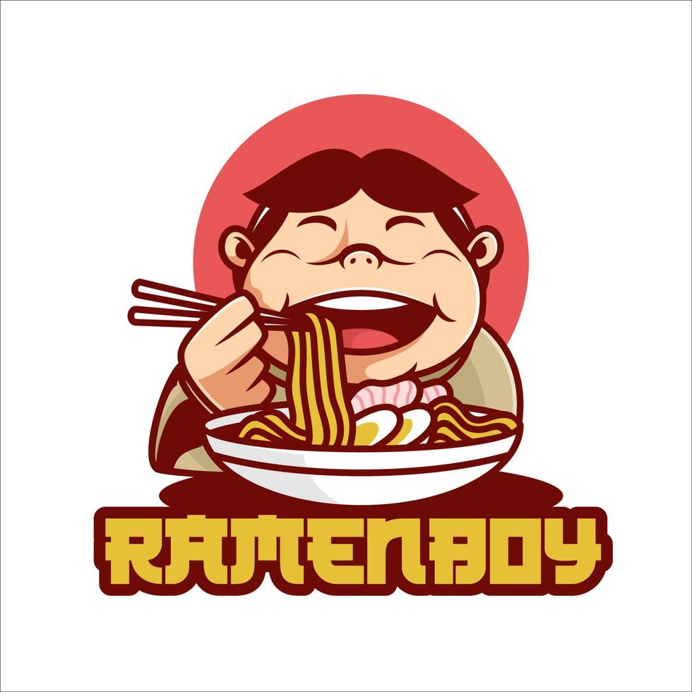 ramen logotipo mascote desenhos animados gordo bonito vetor