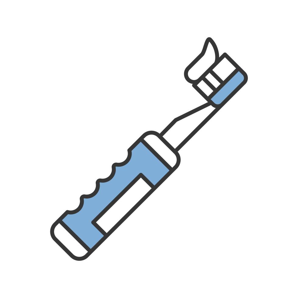 escova de dentes elétrica com ícone de cor de pasta de dente. limpeza dos dentes. ilustração vetorial isolada vetor