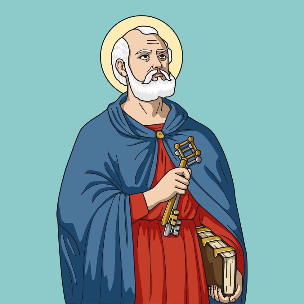 ilustração vetorial colorida de são pedro apóstolo de cristo vetor