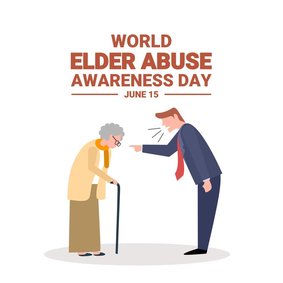 ilustração vetorial, homem assediando idosos, como banner de campanha, dia mundial de conscientização sobre abuso de idosos. vetor