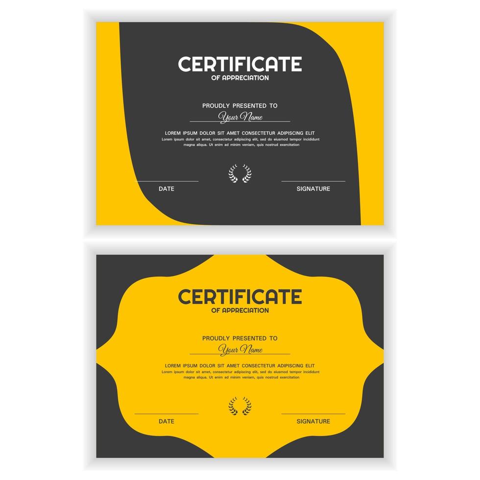 pacote de certificado criativo de modelo de prêmio de apreciação vetor