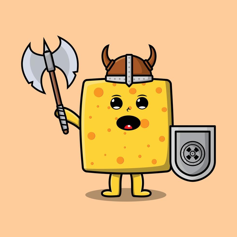 bonito personagem de desenho animado queijo viking pirata vetor