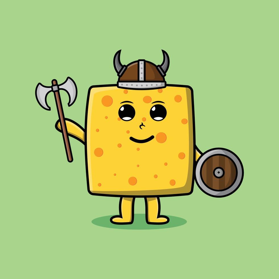 bonito personagem de desenho animado queijo viking pirata vetor