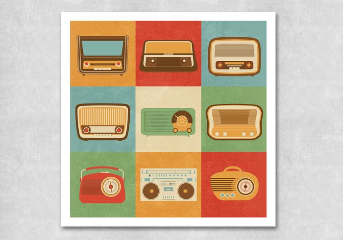 Retro Vectores de rádio vetor