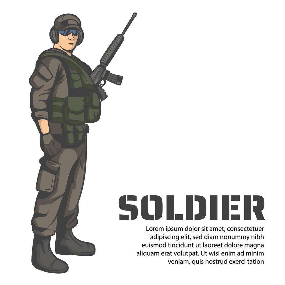 vetor de personagem do exército ou soldado