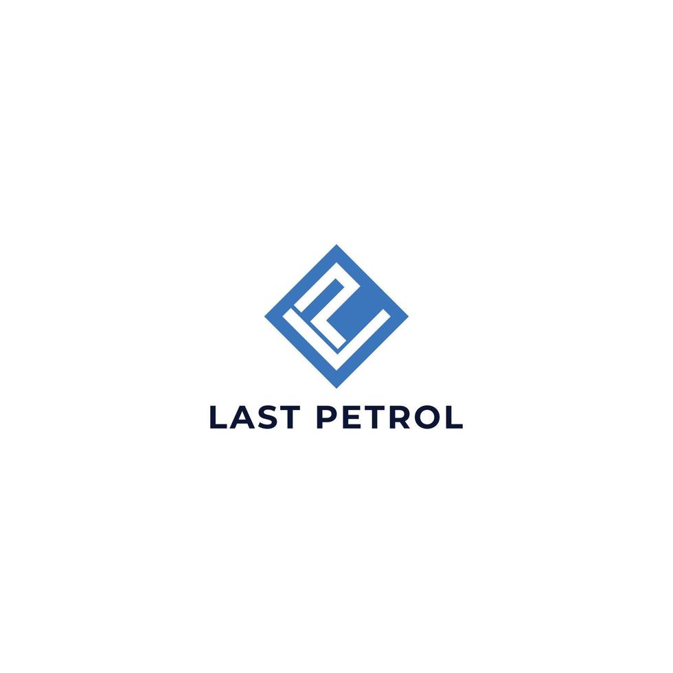 letra inicial abstrata l e p na cor azul isolada em fundo branco aplicada para logotipo de aluguel de carros também adequado para as marcas ou empresas que possuem nome inicial lp ou pl vetor