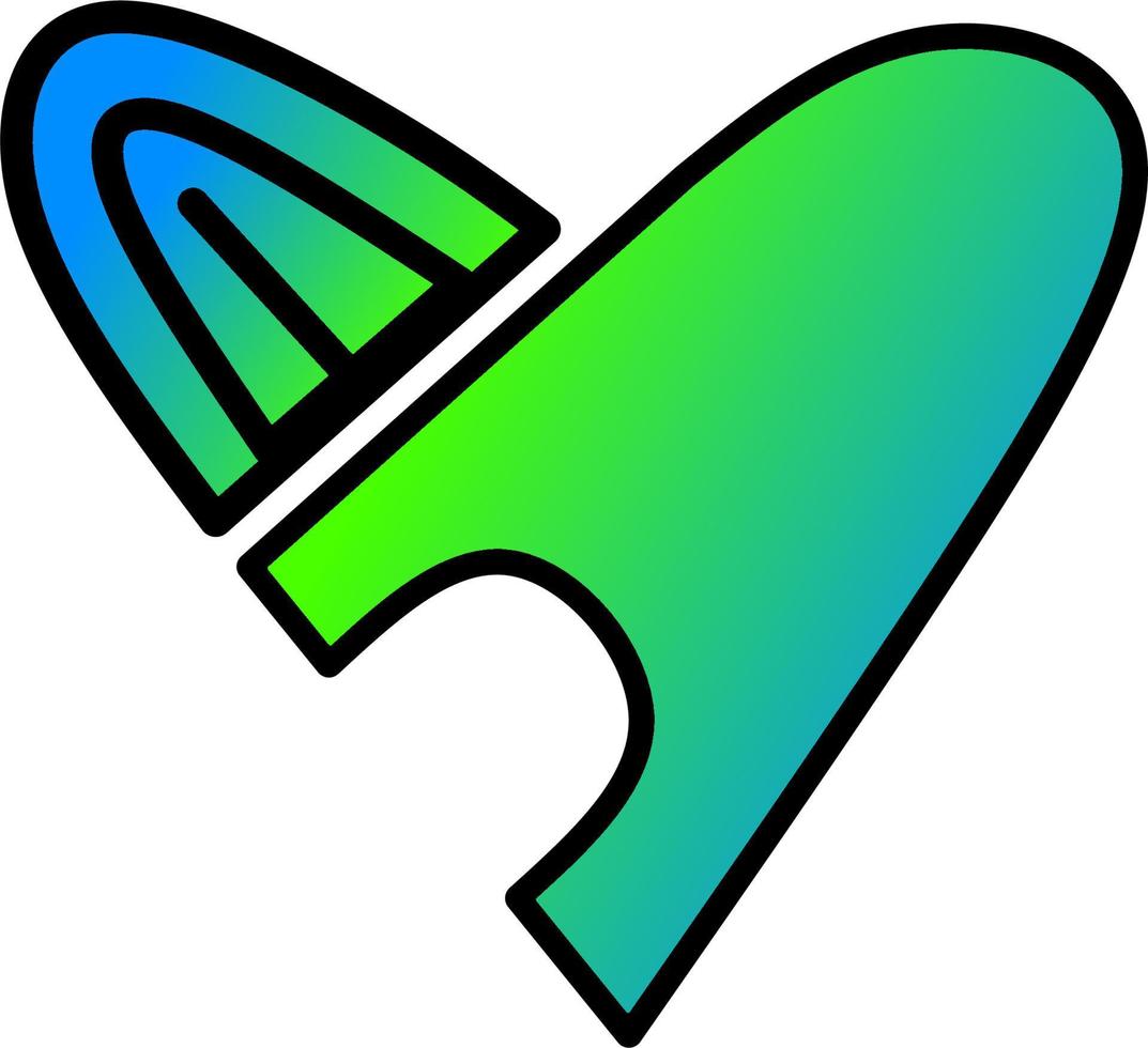 design de logotipo de coração na cor verde vetor