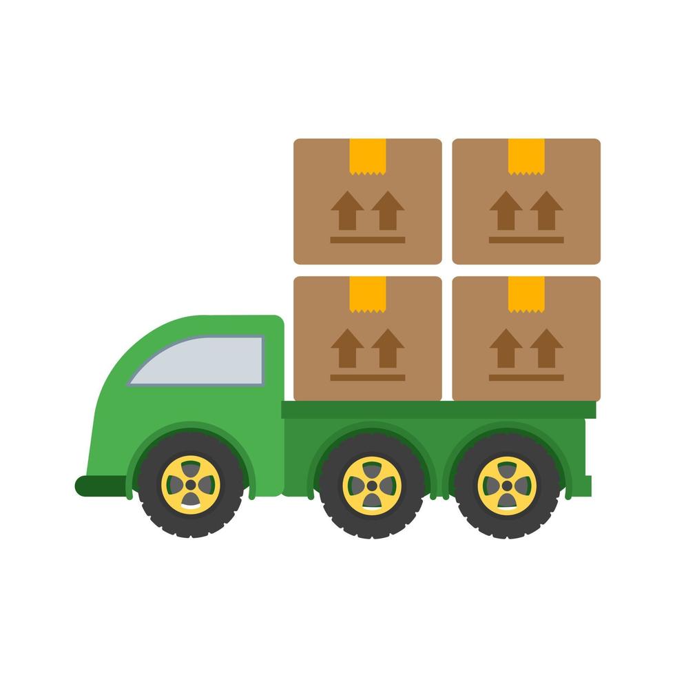 ícone de linha de caminhão carregado vetor