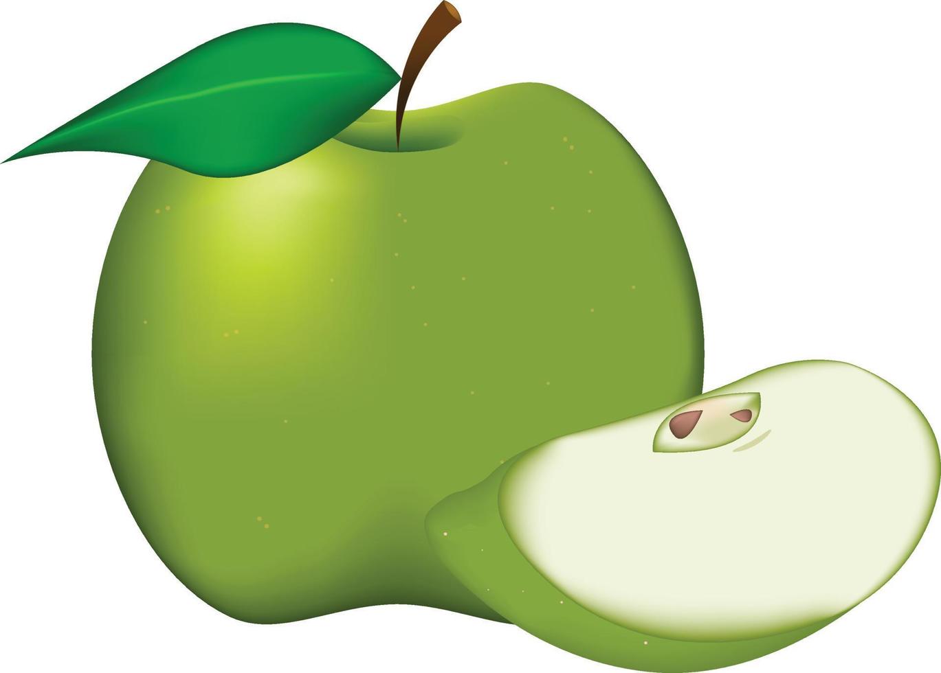 maçãs verdes realistas isoladas na arte do ícone de vetor de fundo branco.