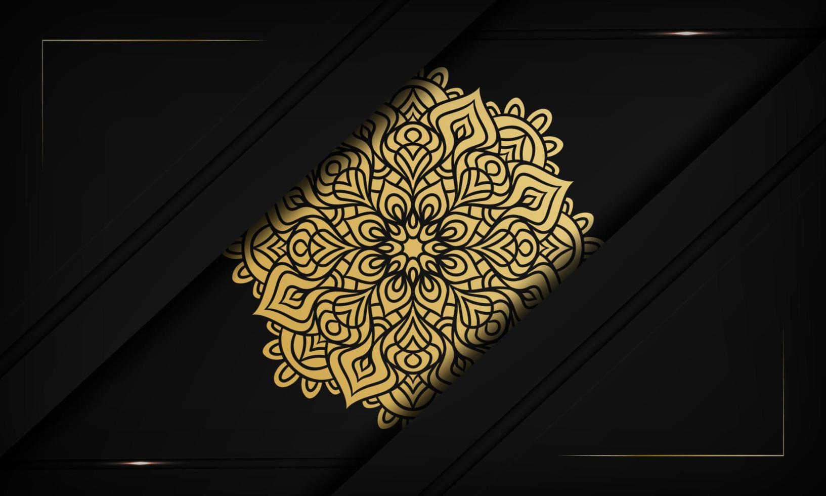 fundo de luxo, design de linha de ornamento de mandala de cor dourada, cartão de felicitações, casamento, convite, conceito islâmico de ramadã, fundo de capa de banner, etc, ilustração vetorial vetor