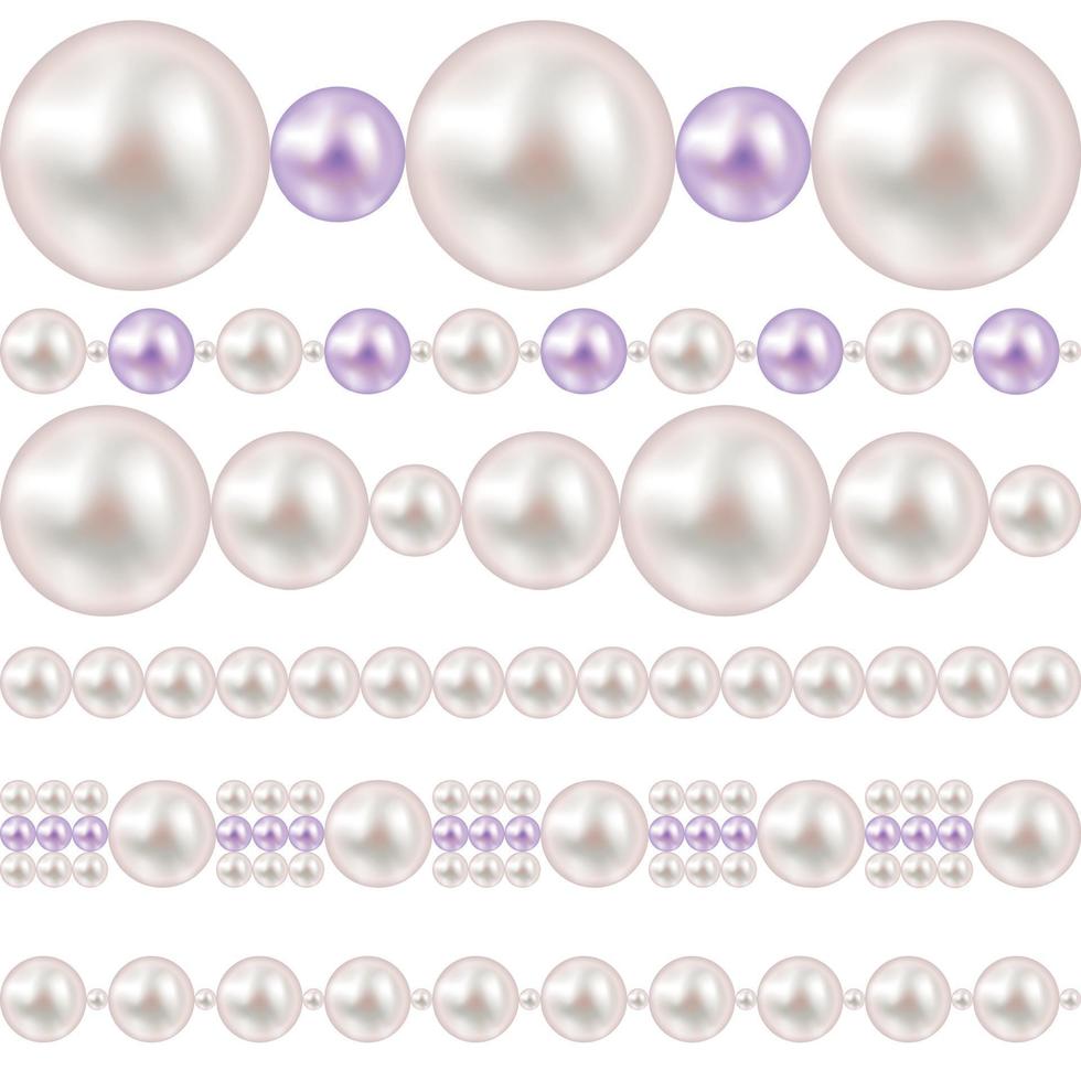 bordas realistas de pérola definir ilustração vetorial vetor
