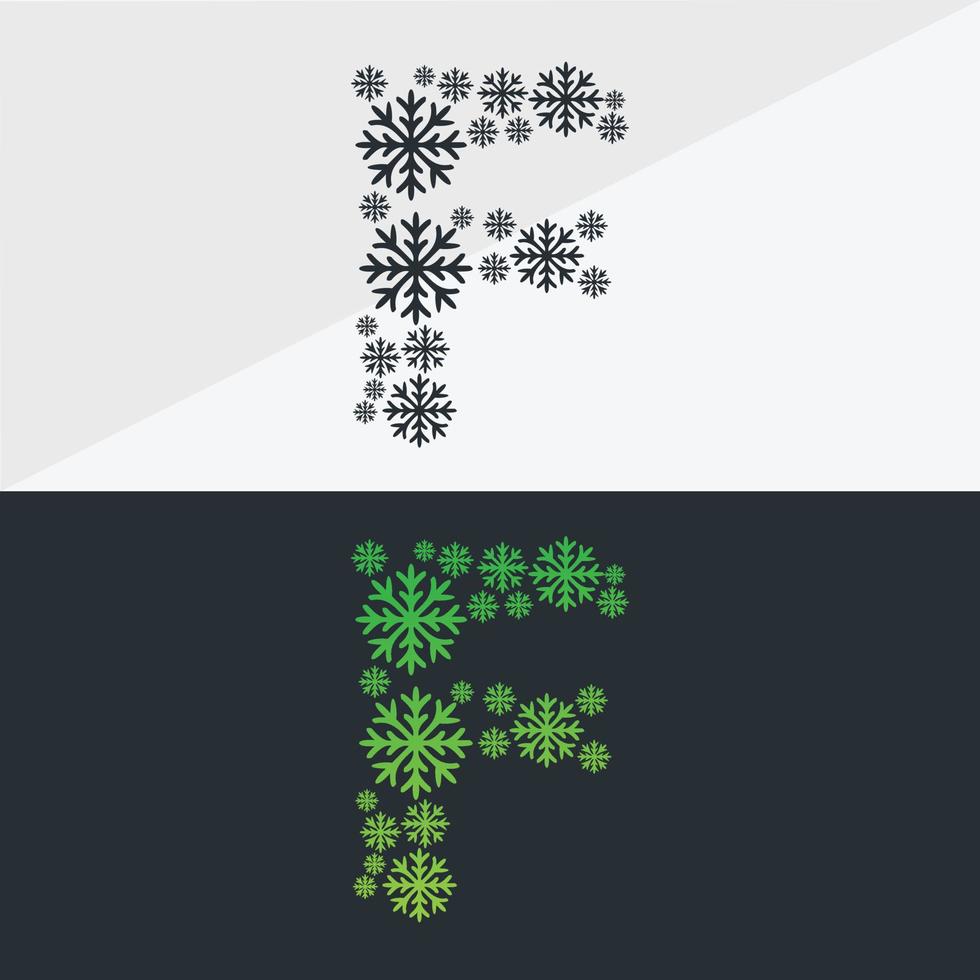 design de vetor de alfabeto de floco de neve logotipo de ícone de natal neve floco de neve ícones de linha de cor simples vetor de neve