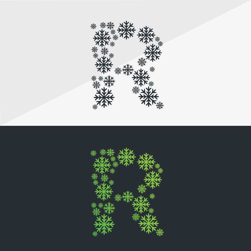 design de vetor de alfabeto de floco de neve logotipo de ícone de natal neve floco de neve ícones de linha de cor simples vetor de neve