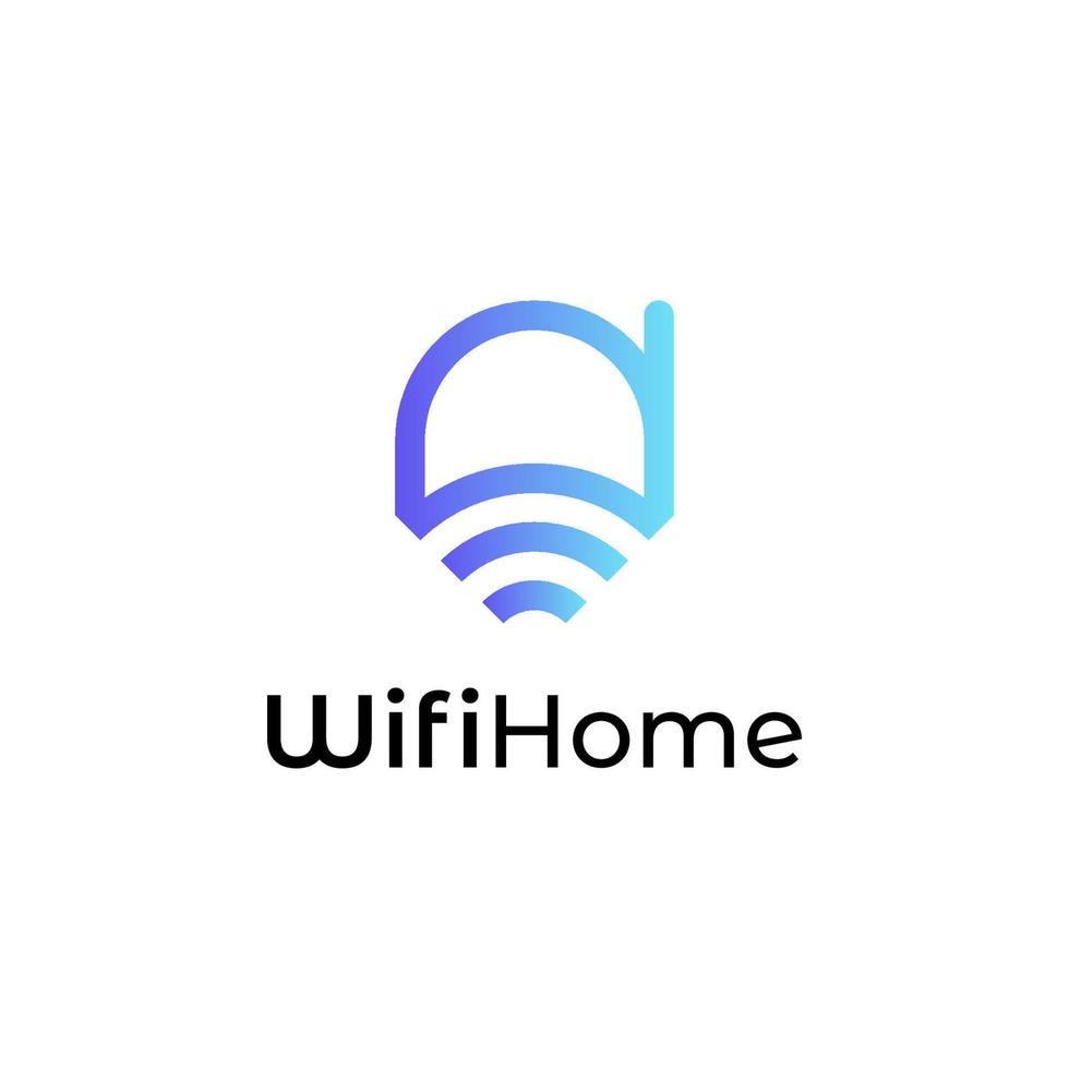 design de logotipo moderno sofisticado com símbolo em casa e velocidade de internet wi-fi vetor