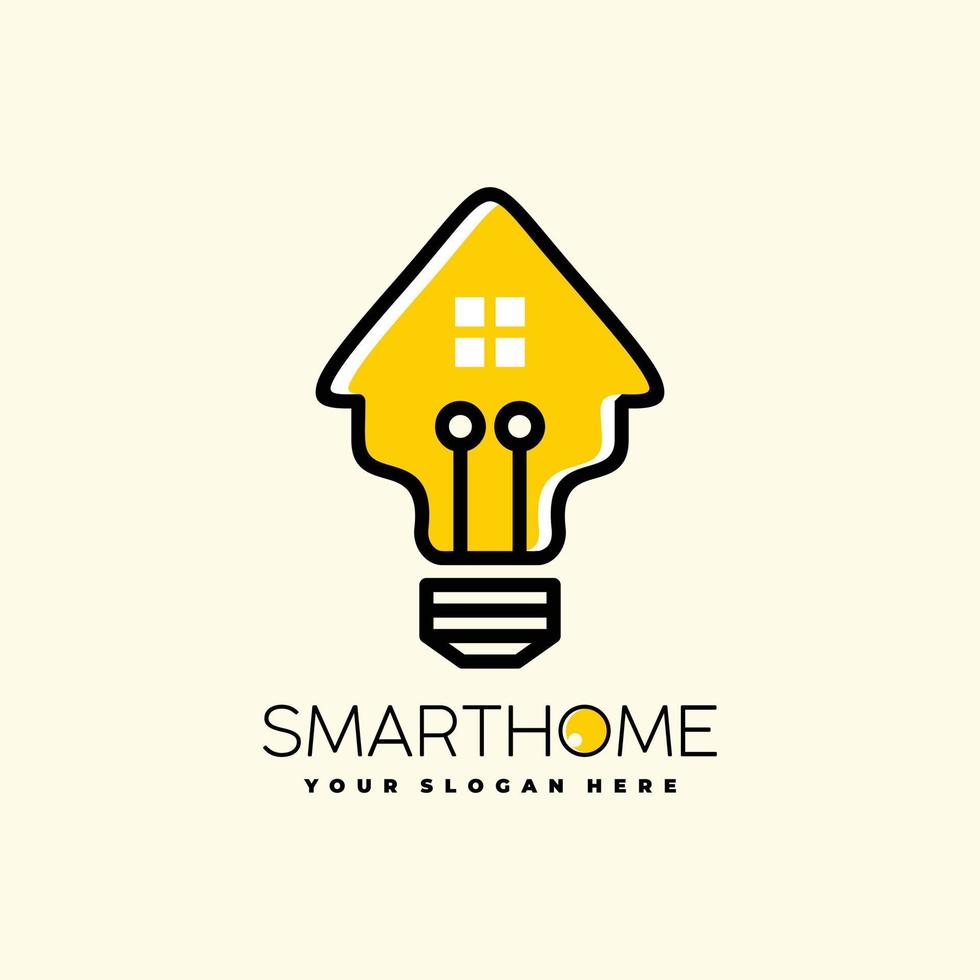 casa e lâmpada para design de logotipo smarthome vetor