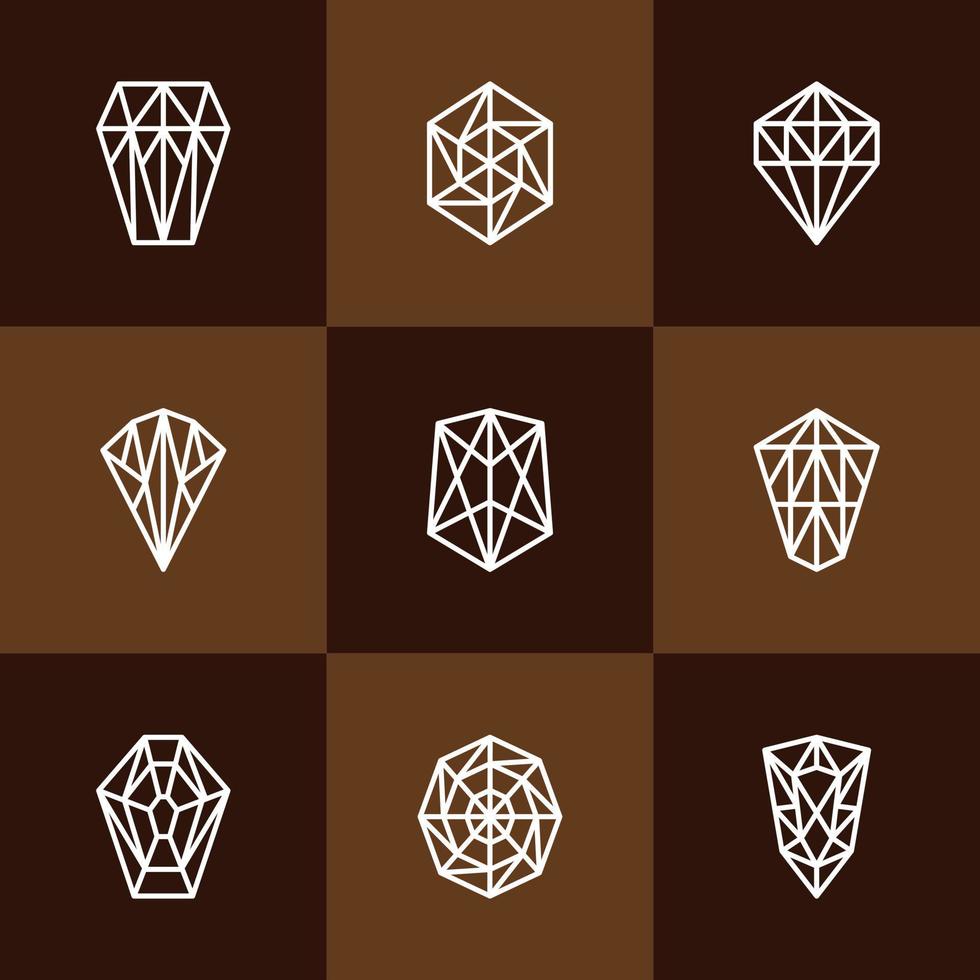 coleção de logotipo de diamante com estilo de arte de linha vetor