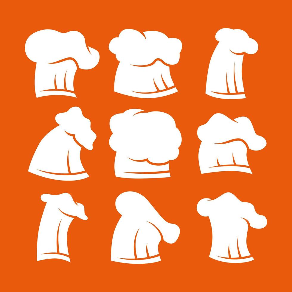 coleção de logotipo de carimbo de silhueta de chapéu de chef vetor