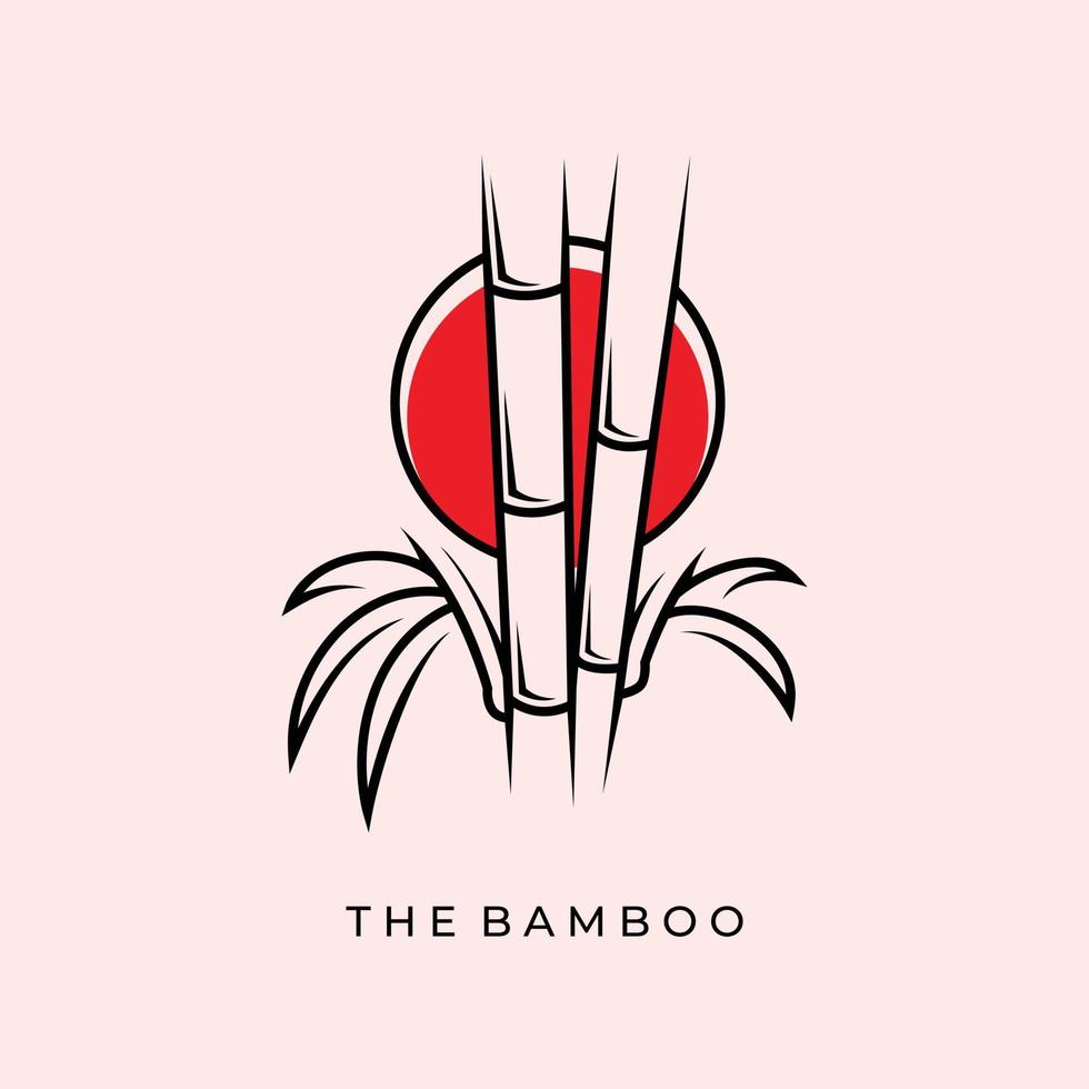 ilustração de arte de linha de bambu handdraw logo vetor