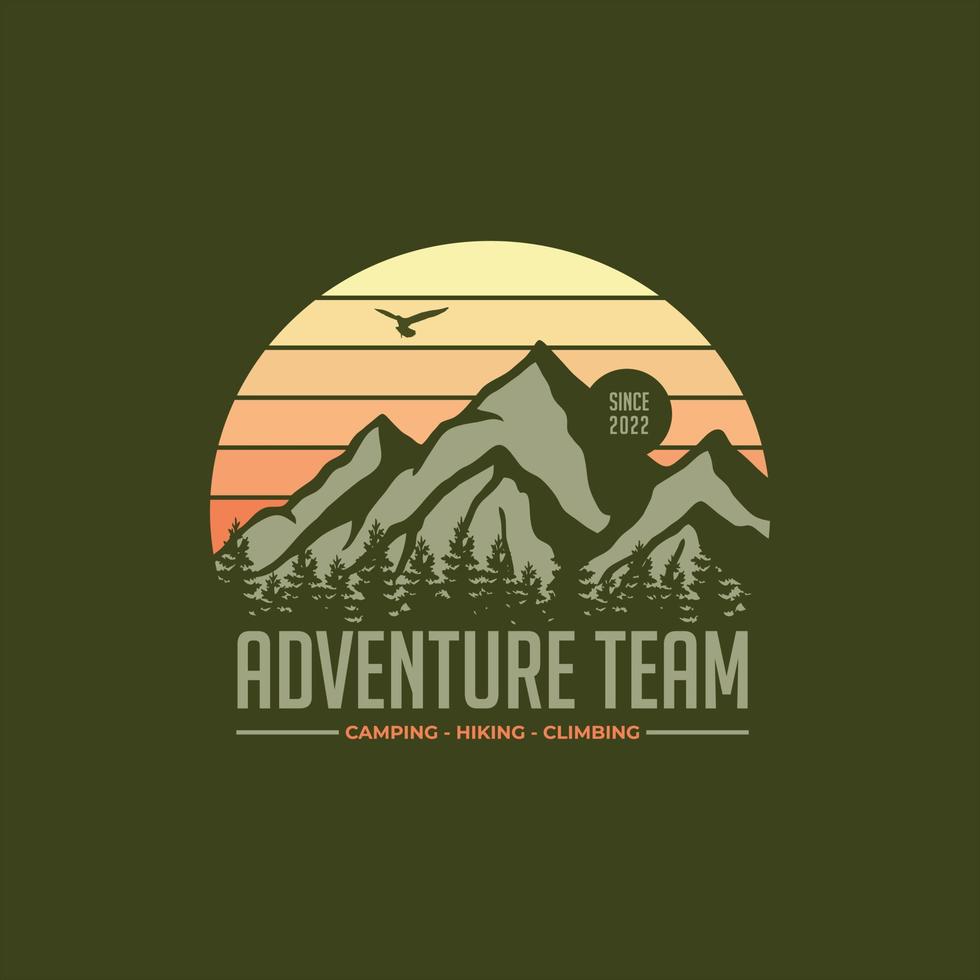 logotipo da etiqueta vintage da equipe de aventura vetor
