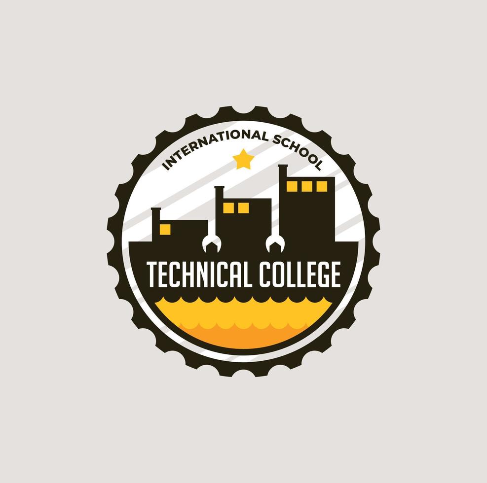 design de logotipo de etiqueta de faculdade técnica vetor