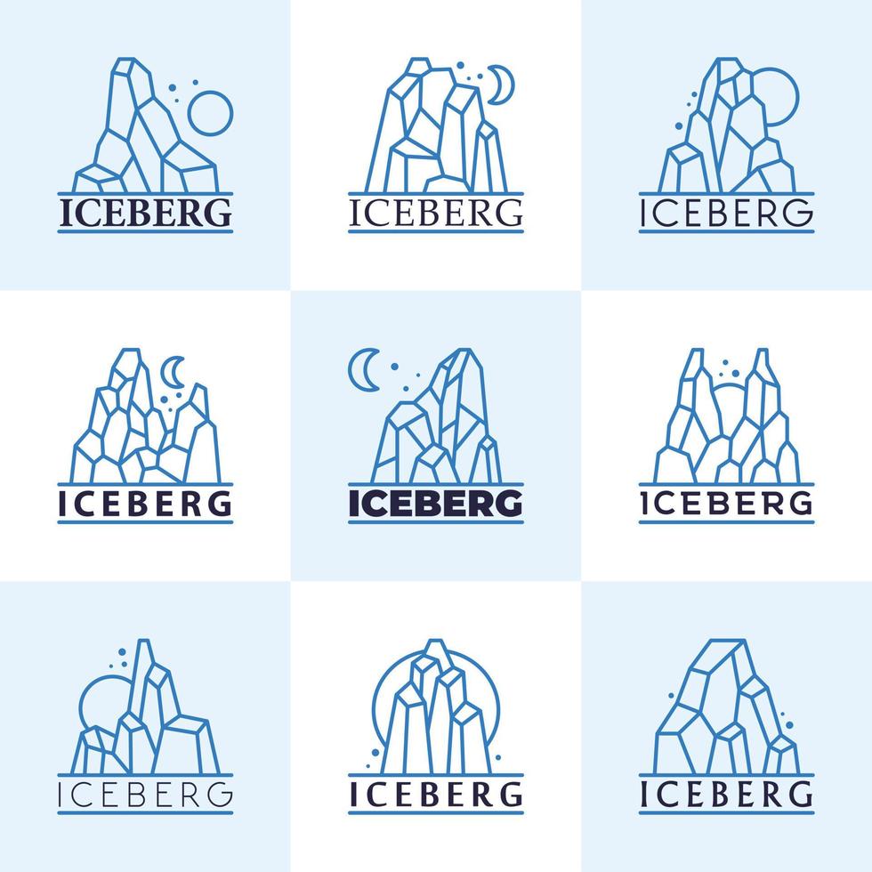 coleção de logotipo de iceberg com linha ar vetor