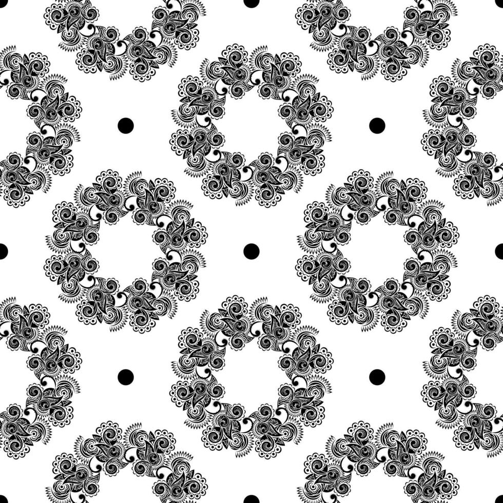 de fundo vector sem costura oriental. papel de parede em um padrão de estilo barroco. elemento floral preto e branco. ornamento gráfico para papel de parede, tecido, embalagem, embrulho. ornamento floral oriental.