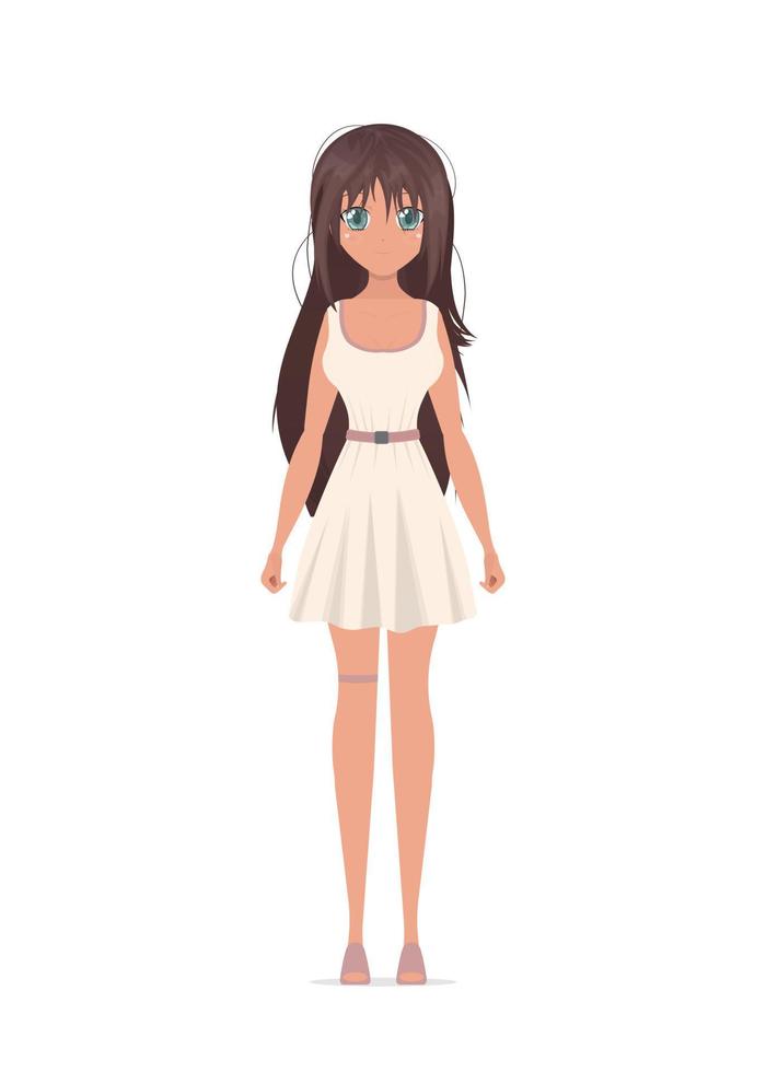 garota de anime em um vestido. ilustração vetorial vetor
