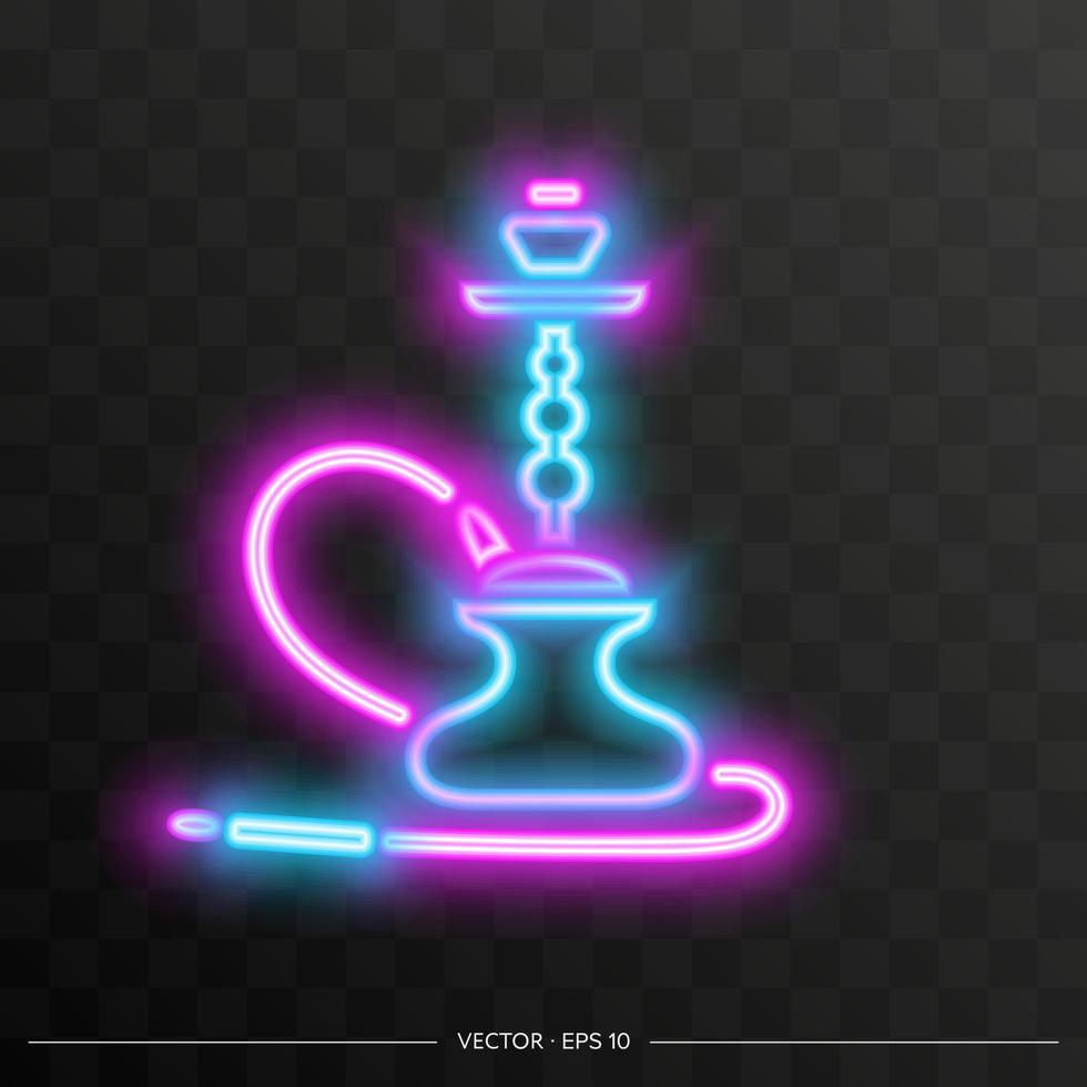 tabuleta de néon do cachimbo de água. narguilé de sinal de néon para o emblema do lounge cafe, bar árabe, loja. ilustração vetorial. vetor