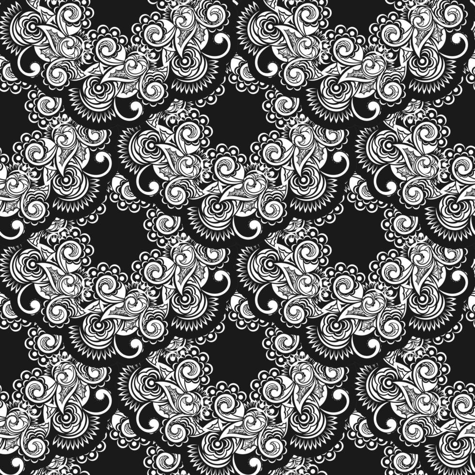 de fundo vector sem costura Damasco. papel de parede em um padrão de estilo barroco. elemento floral preto e branco. ornamento gráfico para papel de parede, tecido, embalagem, embrulho. ornamento floral do damasco.