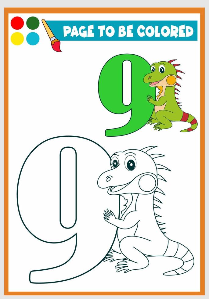 livro de colorir para crianças iguana fofa vetor
