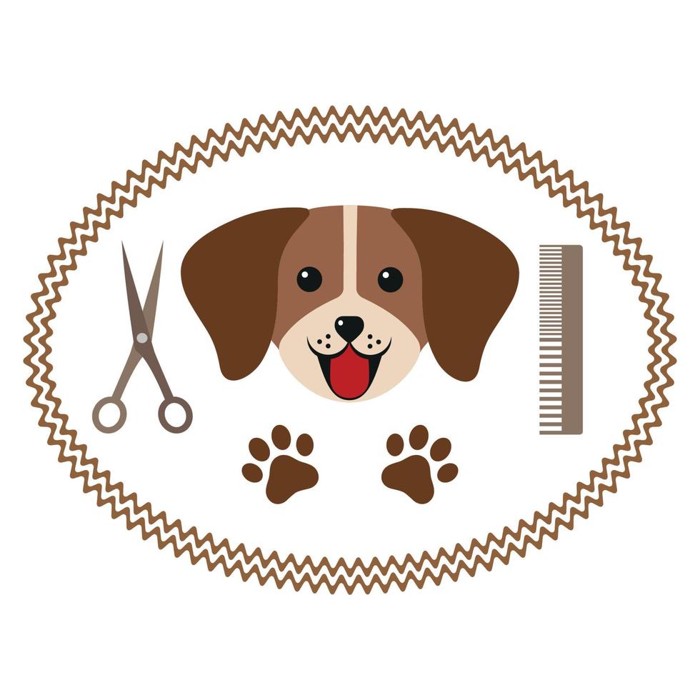 emblema para salão de cabeleireiro para cães, loja de estilo e beleza, loja para cães vetor