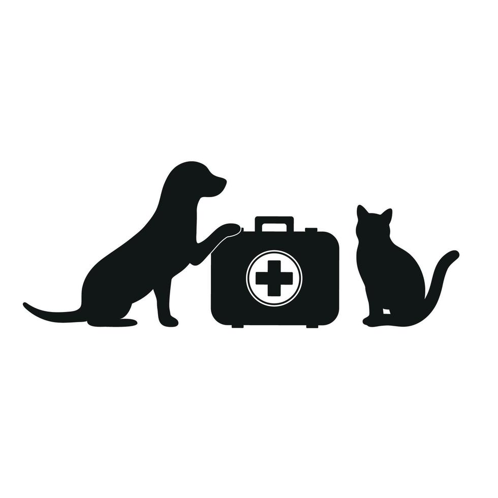 ilustração cão e gato animais de estimação clínica veterinária e tratamento de abrigo vetor