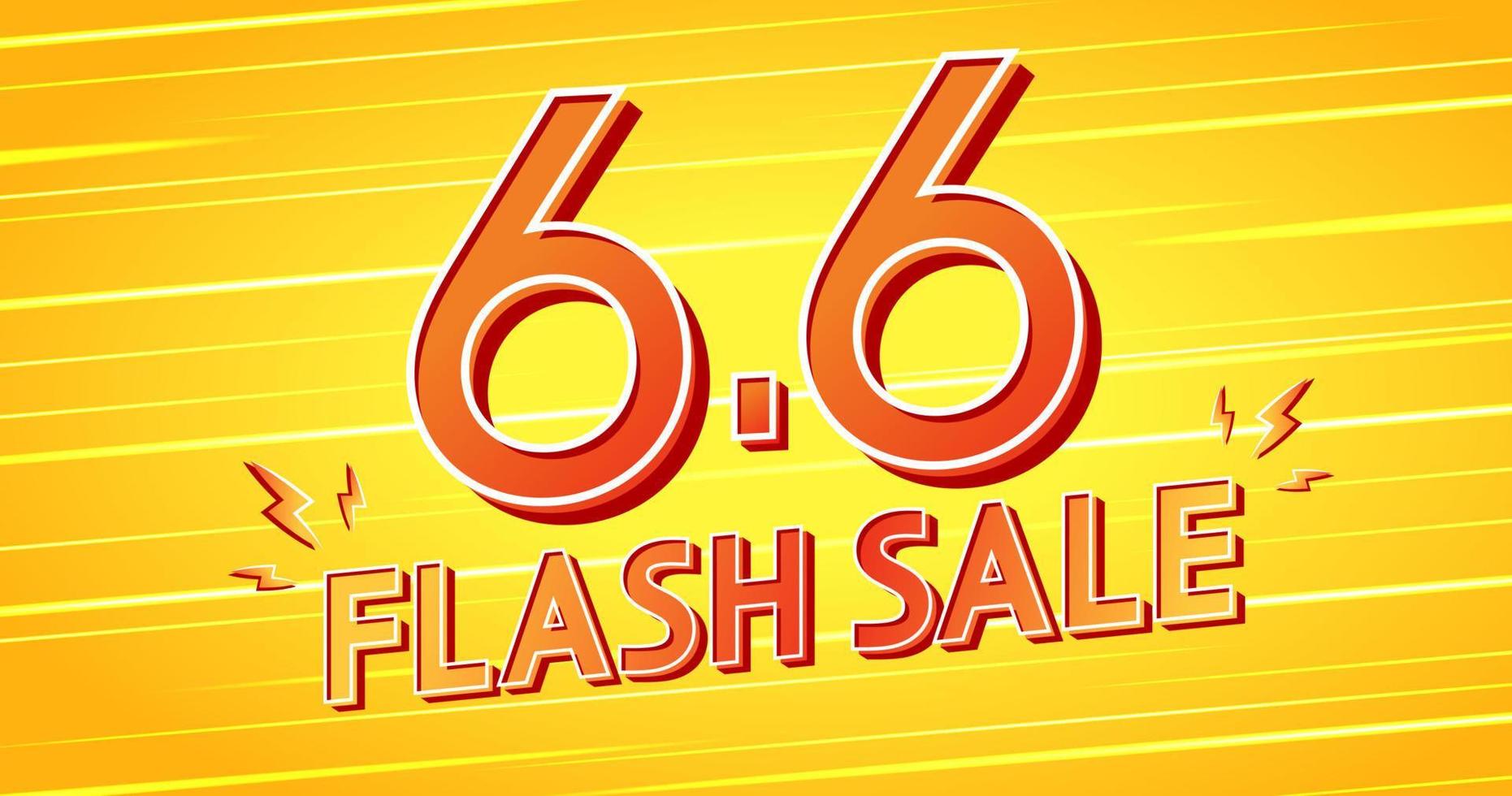 6.6 logotipo para cartaz de venda. 6.6 modelo de banner de super venda online em fundo amarelo. design de banner de venda flash. vetor