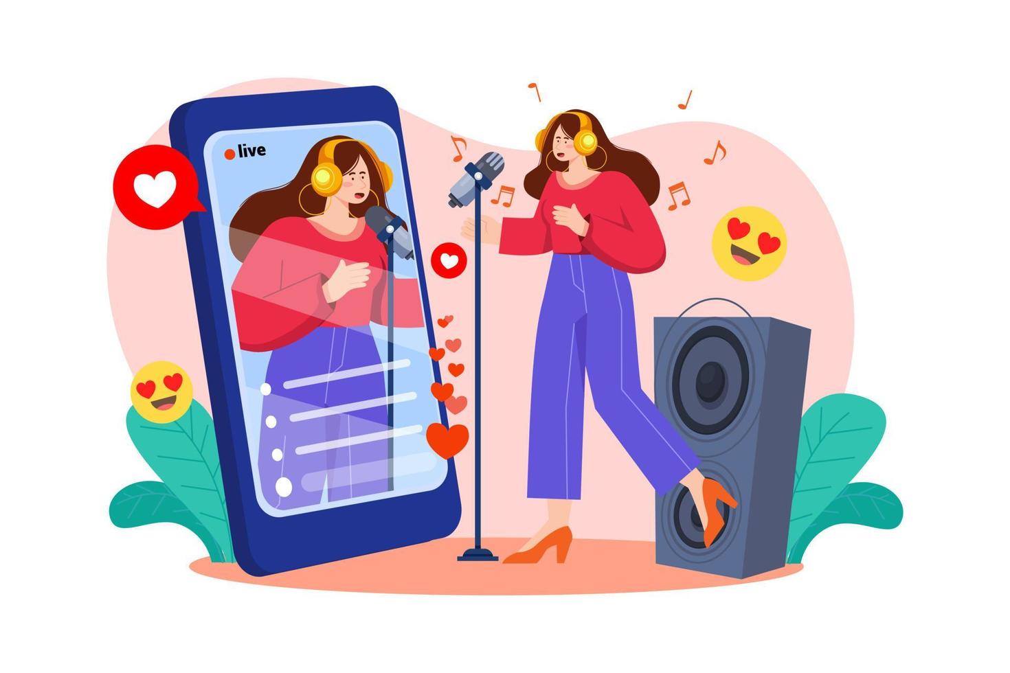 mulheres transmitindo música online vetor