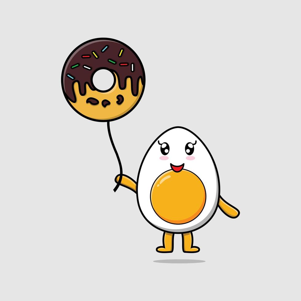 personagem de ovo cozido bonito dos desenhos animados com expressão feliz em design de estilo moderno vetor
