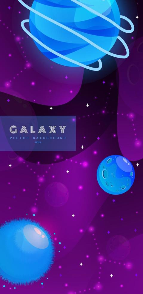 modelo de histórias. fundo do espaço com planetas de fantasia dos desenhos animados. pano de fundo móvel. planetas de fantasia. universo colorido. design de jogo. planetas espaciais de fantasia para o jogo ui galaxy. vetor