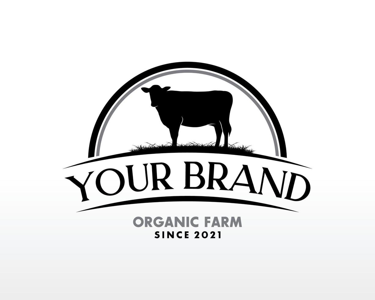 design de logotipo de carne de gado angus. vetor de design de logotipo de carne premium