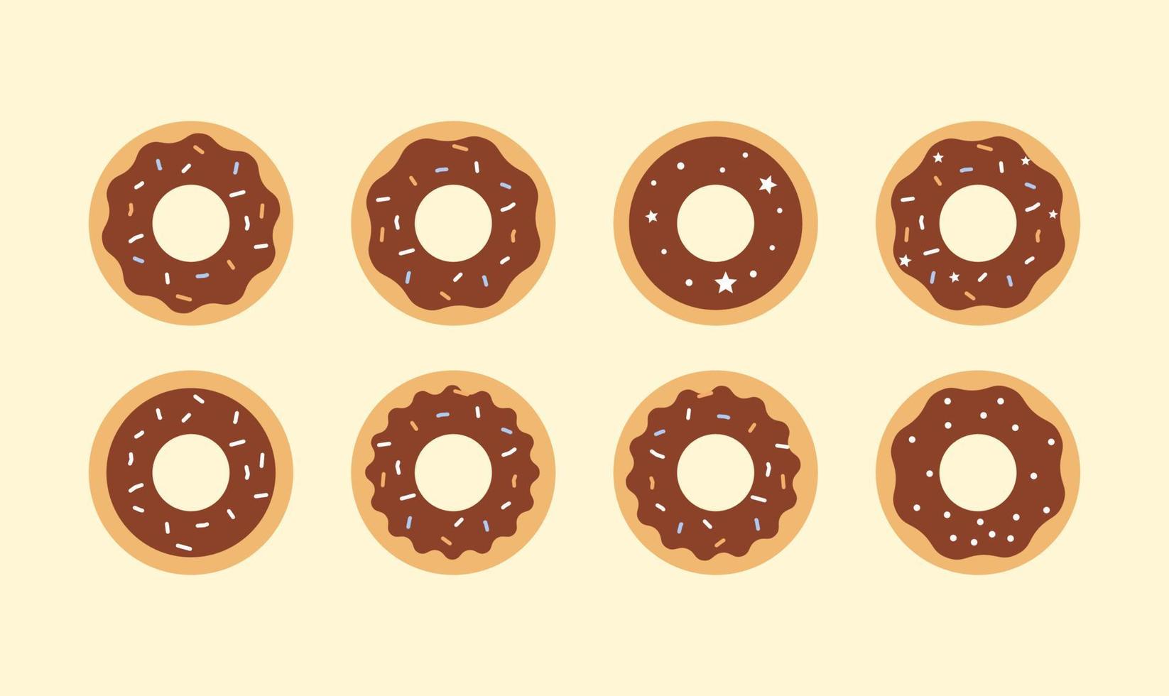 conjunto de donuts de chocolate vetor
