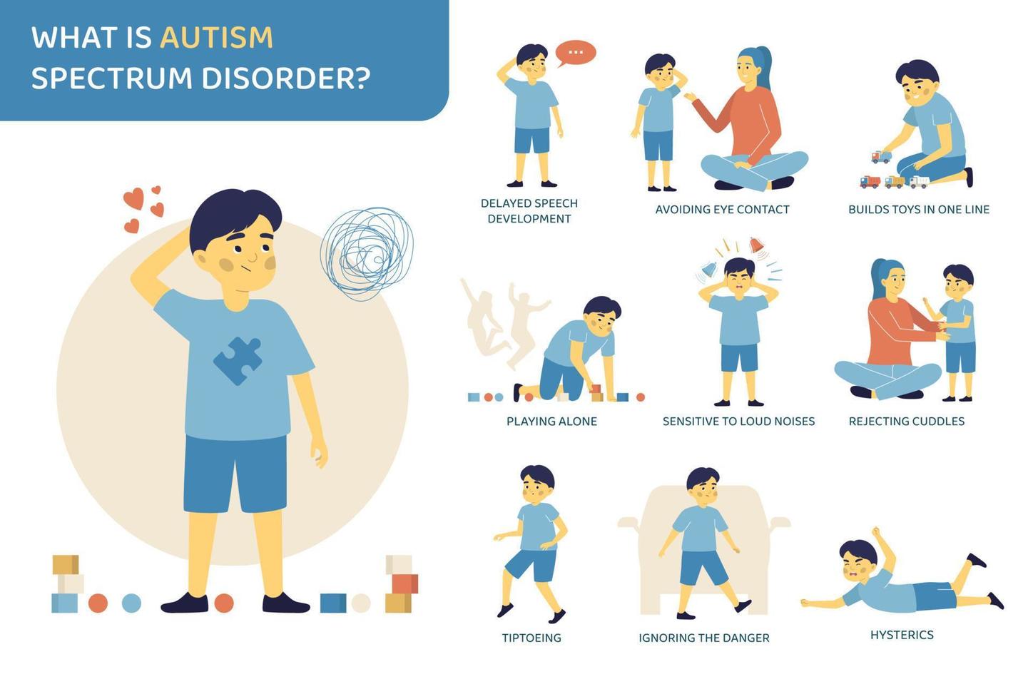 infográficos planos de autismo vetor