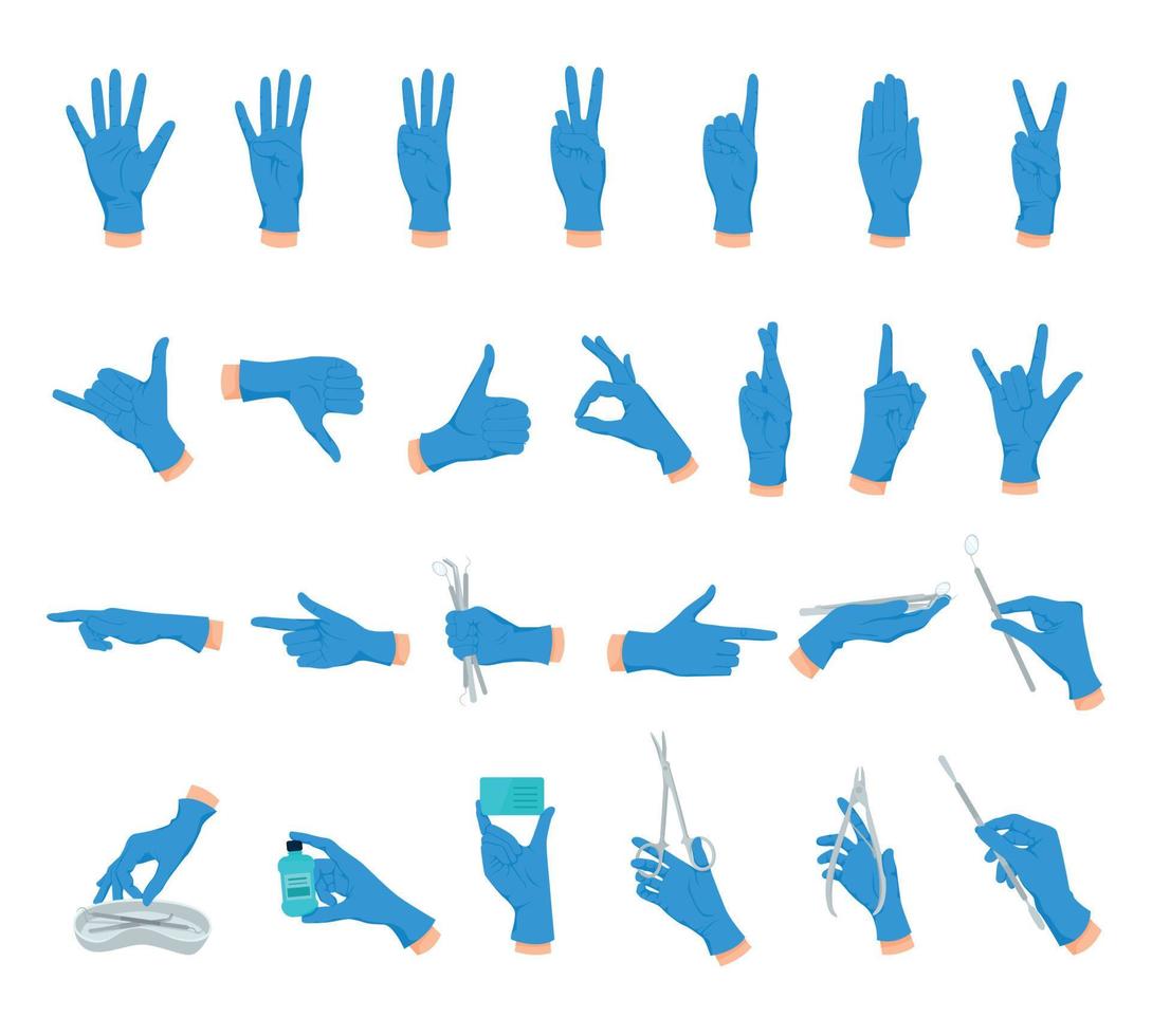 conjunto plano de gestos de mão vetor