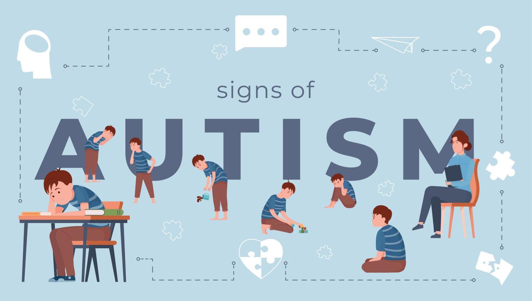 sinais de composição do autismo vetor