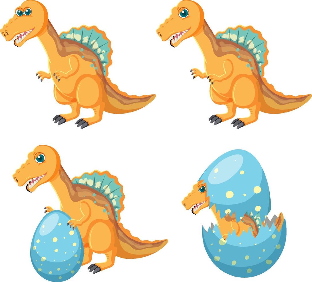 conjunto de personagens de desenhos animados de dinossauros fofos vetor