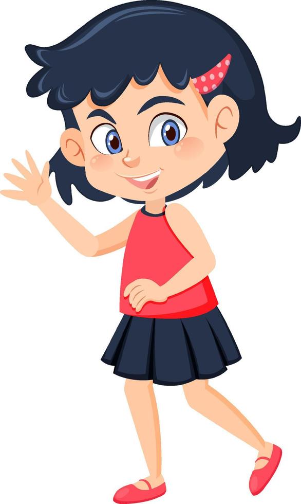 linda garota com personagem de desenho animado de cabelo curto vetor