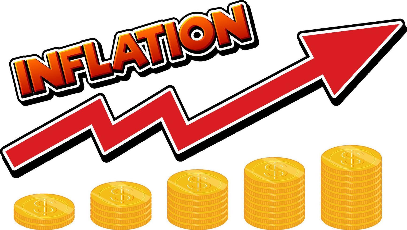 seta vermelha subindo com palavra de inflação vetor